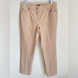 J. McLaughlin Women’s Sz 8 Pants Stretch Khaki Tan Nautical Pintuck Tapered